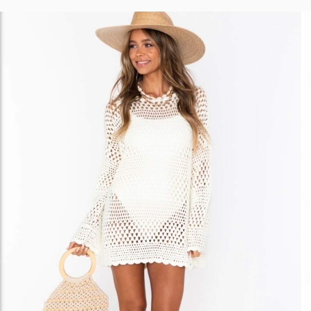 Anrabess Women's Cream Open-Knit Top